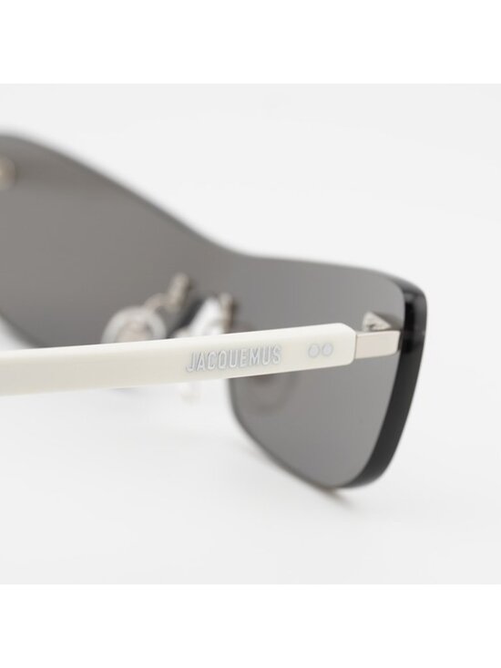 Jacquemus MIRADA JAC/69 C3 Sunglasses White Shield Frame, Silver Mirror Lenses main image 11